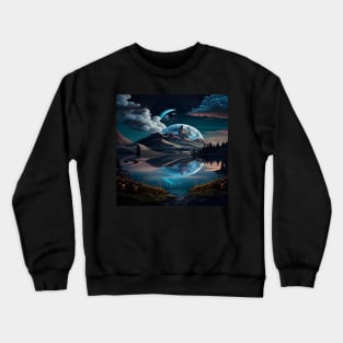 Winter Mountain Moon Crewneck Sweatshirt